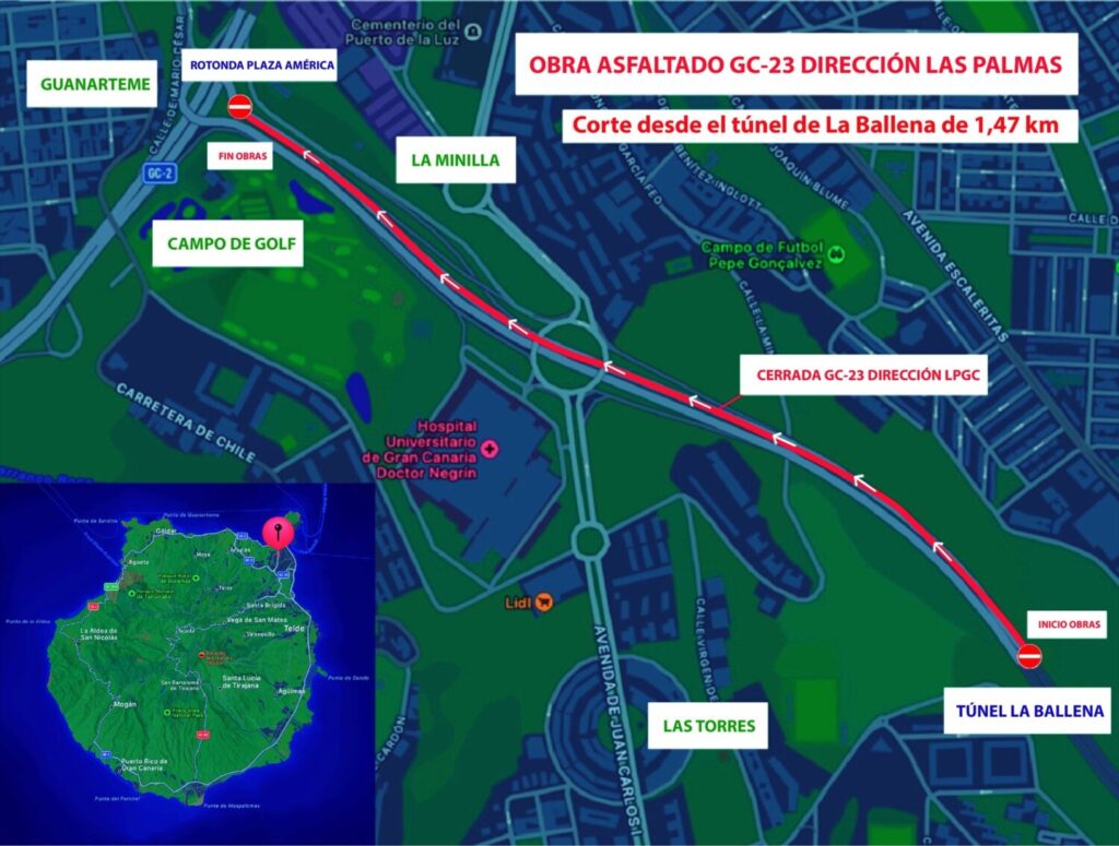 A partir de este domingo, el Cabildo de Gran Canaria pondrá en marcha un  proyecto de asfaltado en uno de los principales accesos a la capital