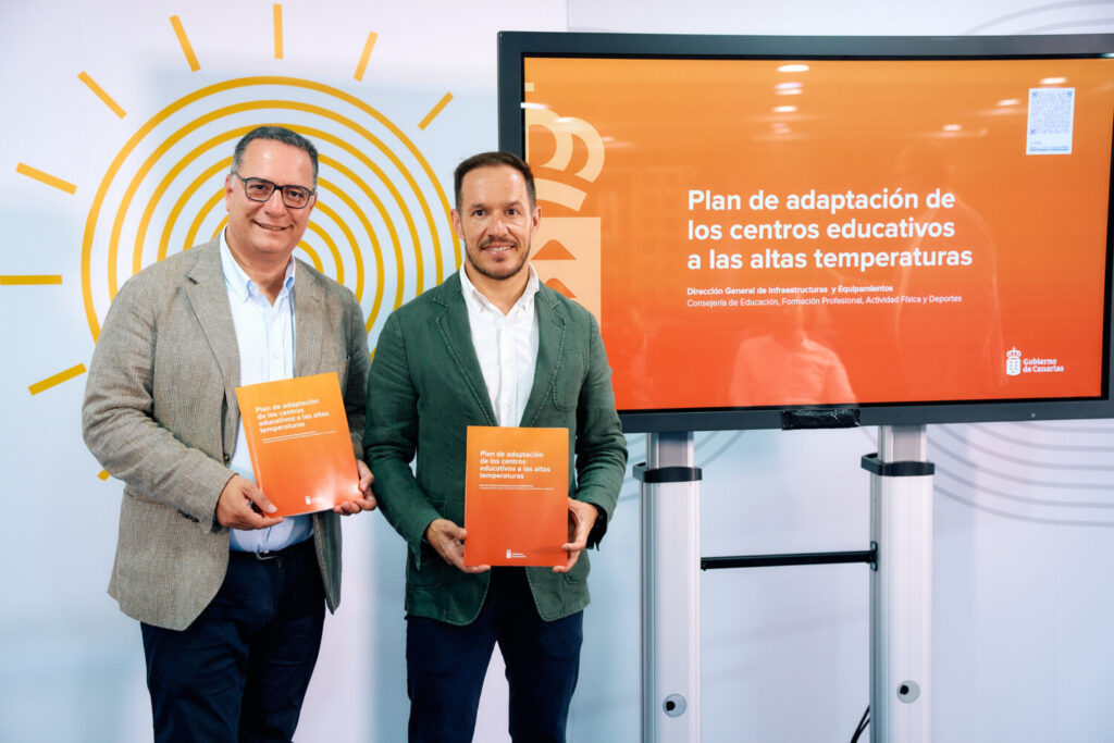 Presentación del plan para la adaptación a las altas temperaturas en los centros escolares de Canarias. Imagen Gobierno de Canarias