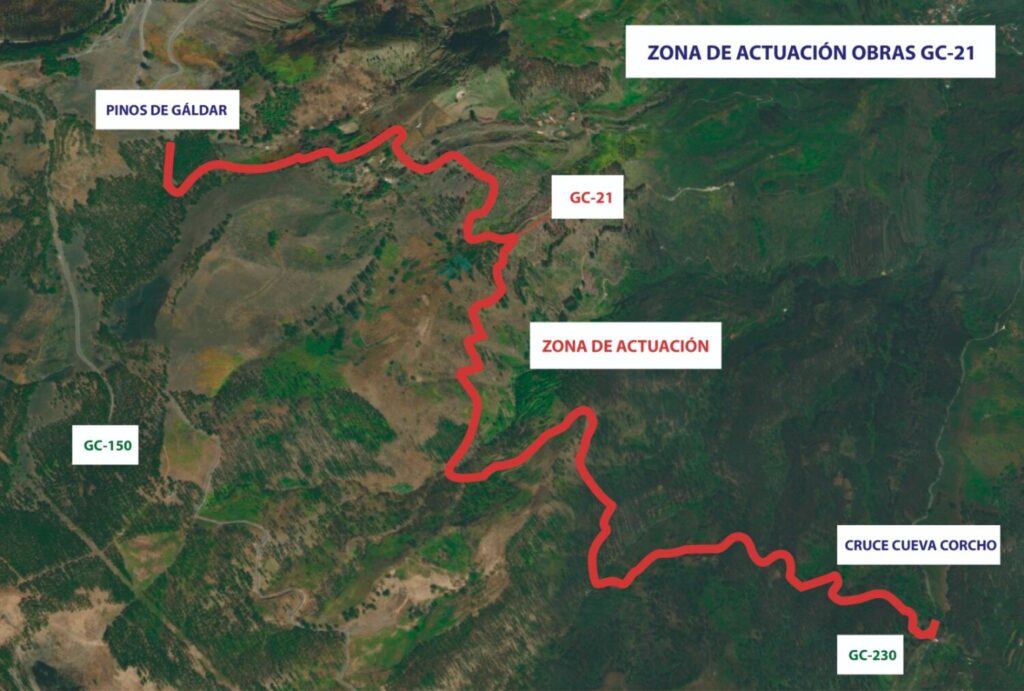 El Cabildo de Gran Canaria cierra la GC-21 entre Cueva Corcho y Pinos de Gáldar