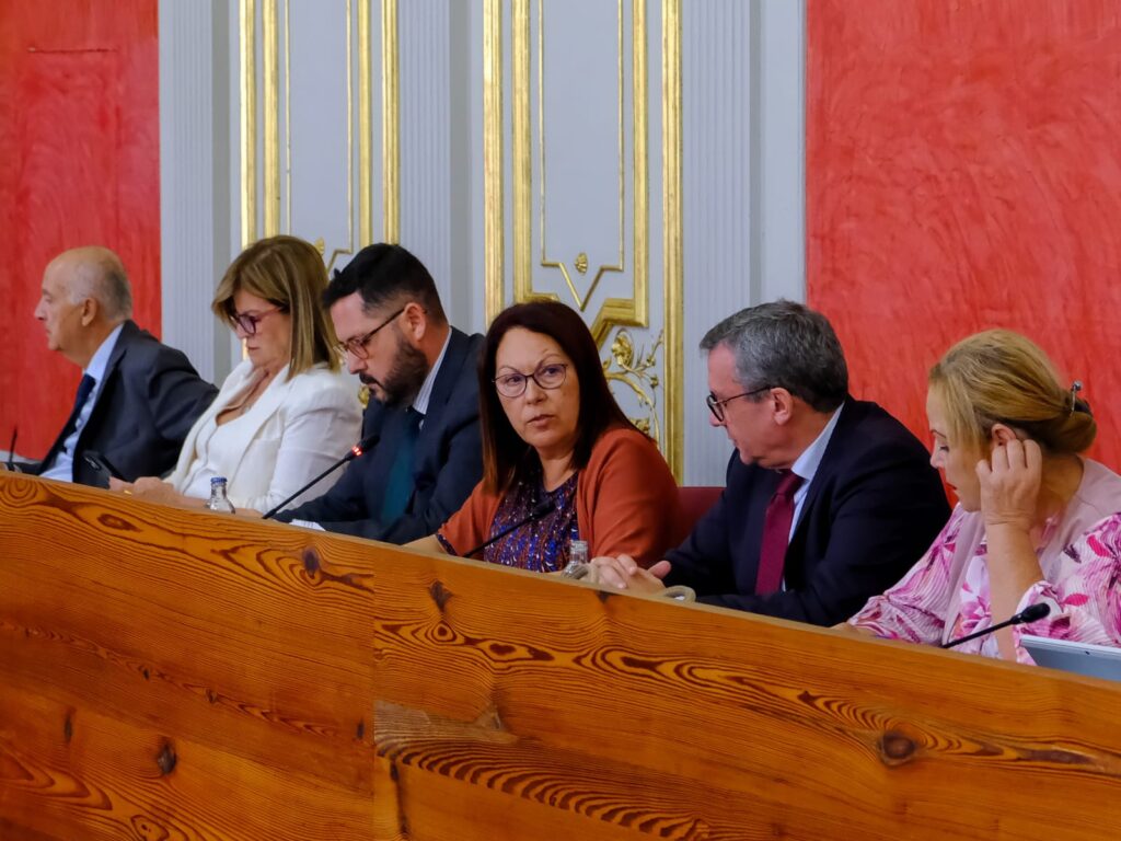 En el centro de la imagen entre varios concejales y concejalas, Carmen Luz Vargas, concejala de Bienestar Social del Ayuntamiento de Las Palmas de Gran Canaria.