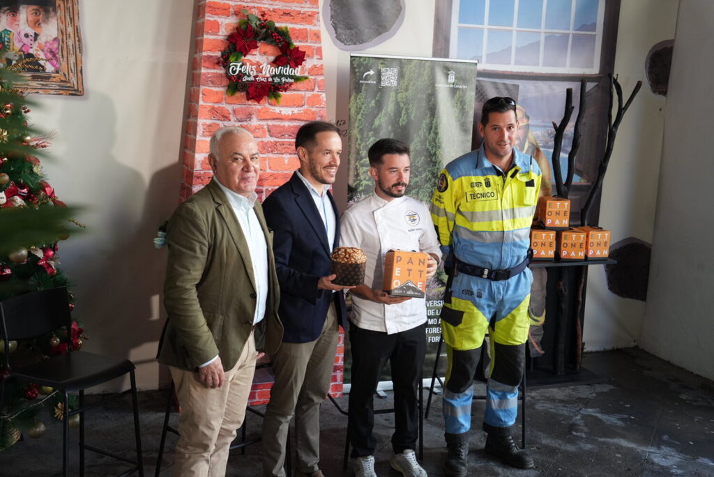 Un panettone elaborado con la ‘Almendra Bonita’ de La Palma. La presentación del panettone de almendra de La Palma y la web de ‘Agroforestales La Palma’/ Gobierno de Canarias.