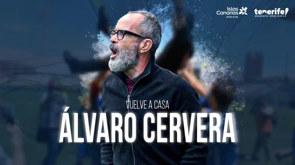 Imagen con la que el CD Tenerife anuncia el regreso de Álvaro Cervera al equipo blanquiazul 