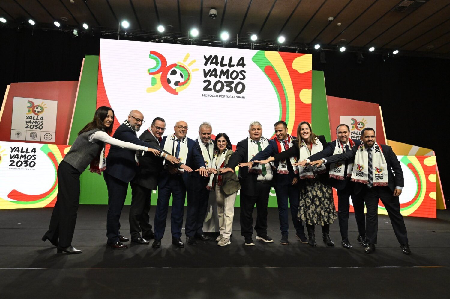 Delegación de autoridades regionales y locales y representantes de la Federación de Fútbol Las Palmas presentes en la designación de Gran Canaria como sede del Mundial 2030 / Federación Fútbol Las Palmas