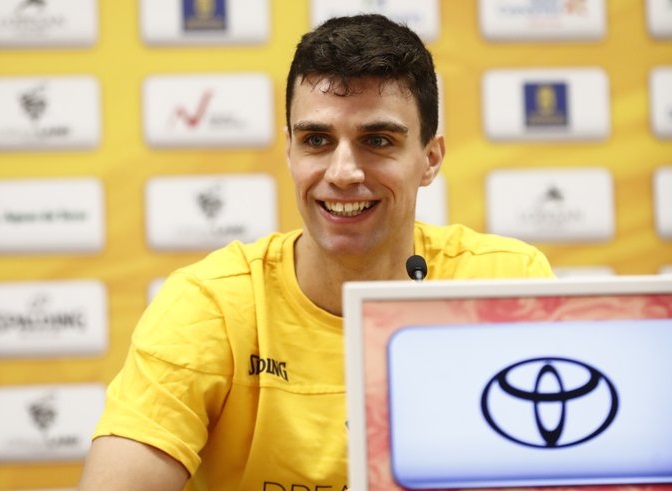 Carlos Alocén en rueda de prensa previa al partido ante el Barça. Imagen Dreamland Gran Canaria