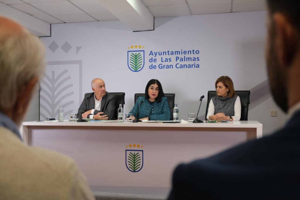 Muchas incógnitas aún a dos semanas del inicio del Carnaval. Carolina Darias, alcaldesa de Las Palmas de Gran Canaria, en rueda de prensa. Imagen Ayuntamiento de Las Palamas de Gran Canaria