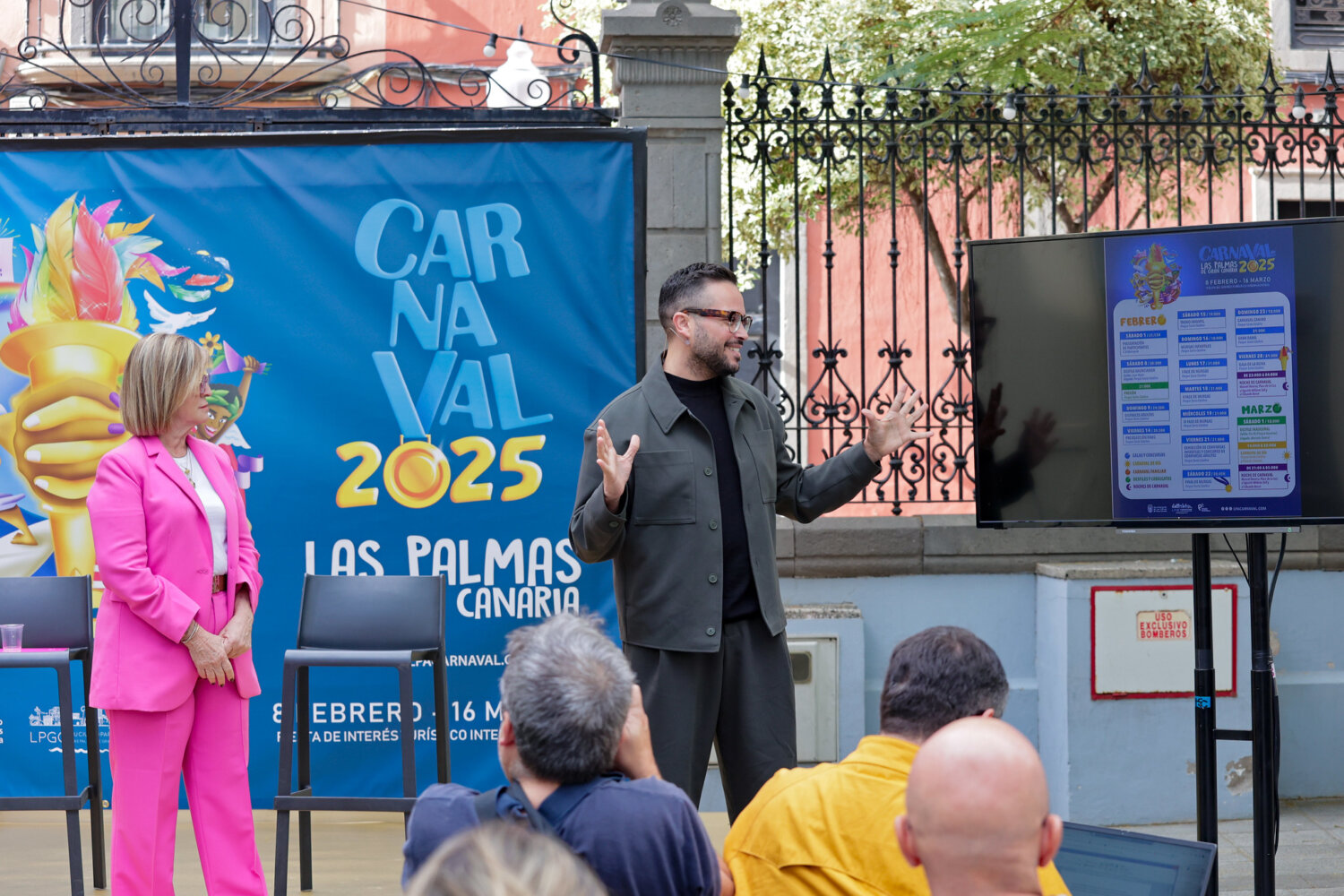 De Manuel Becerra a Santa Catalina: así irá el Carnaval de Las Palmas de Gran Canaria. Presentación de los espacios del Carnaval de Las Palmas de Gran Canaria 2025, 
 con Inmaculada Medina, concejala del Carnaval y Josué Quevedo, director artístico del Carnaval de Las Palmas de Gran Canaria/ Ayuntamiento de Las Palmas de Gran Canaria.