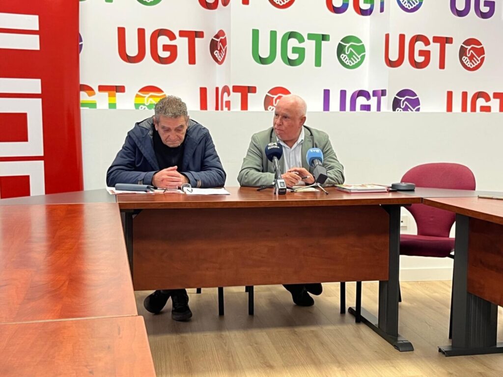 Imagen de archivo de una rueda de prensa de CCOO y UGT