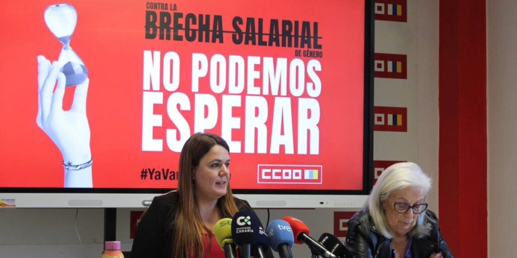 Canarias tiene la brecha salarial más baja de España. Rueda de prensa para presentar el Informe de Brecha Salarial de CCOO Canarias/ CCOO