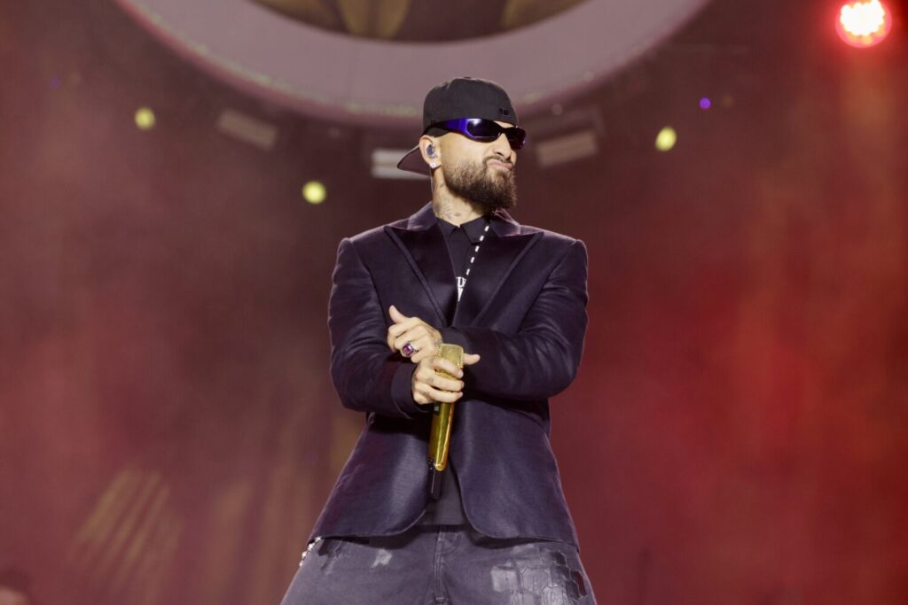 Maluma, durante su concierto de este viernes en el Parque de Santa Catalina 