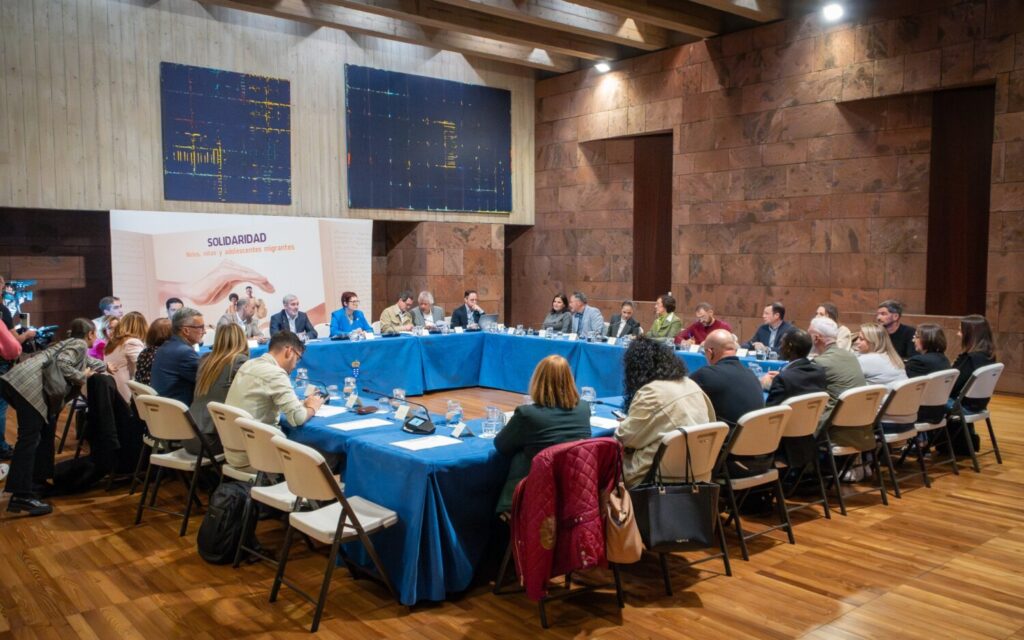 Reunión con las entidades del tercer sector, cabildos y municipios para abordar la reforma de la ley de extranjería y la distribución de menores migrantes no acompañados. Imagen Gobierno de Canarias