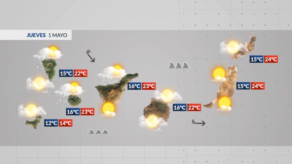 Mapa previsión tiempo Canarias 1 de mayo de 2025 / RTVC
