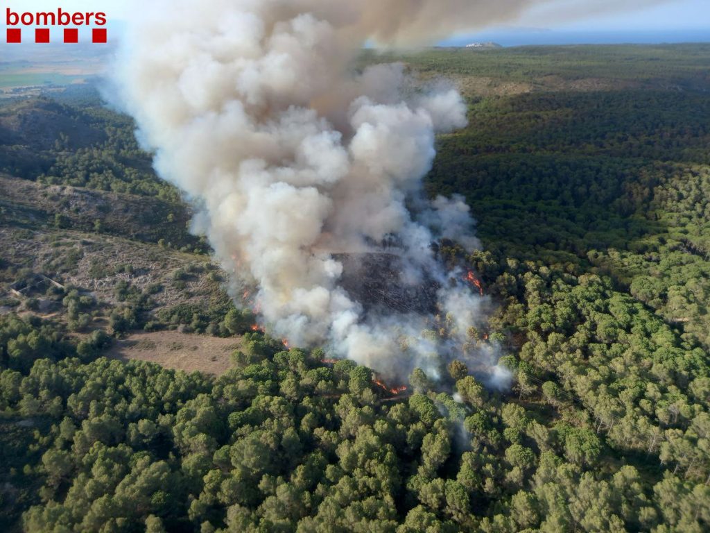 El incendio del Montgrí (Girona) está perimetrado, pero preocupa el viento