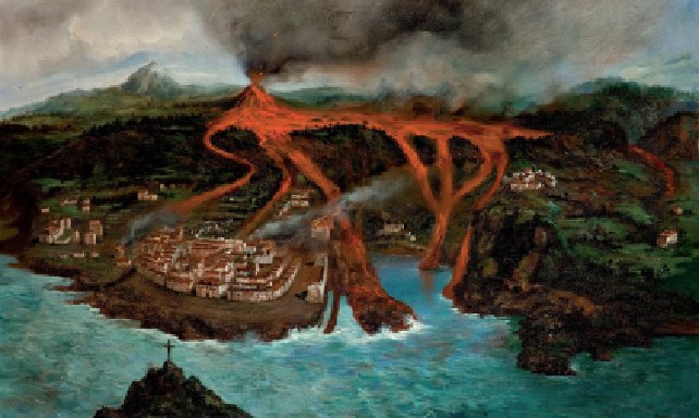 Óleo de Ubaldo Bondanova. Colección particular 1898. Vía Twitterl IGN sobre el volcán que en 1706 afectó a Garachico