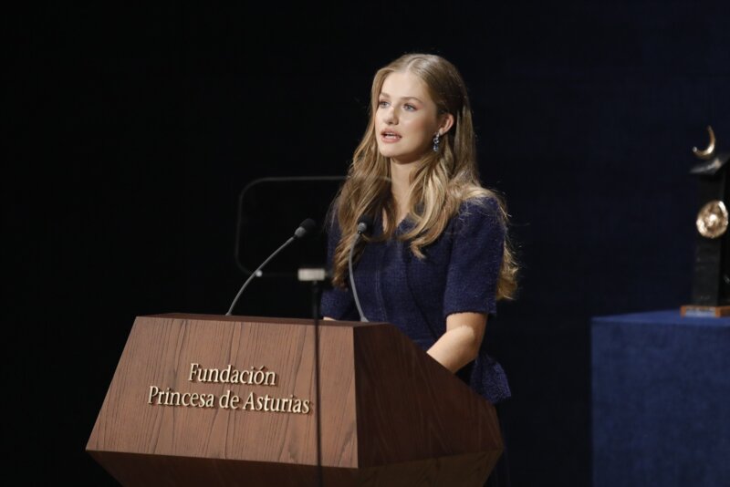 La Princesa Leonor, interviene en la 43ª edición de la entrega de los ‘Premios Princesa de Asturias 2023’, en el teatro Campoamor, a 20 de octubre de 2023, en Oviedo, Asturias (España). / Jorge Peteiro / Europa Press 20/10/2023