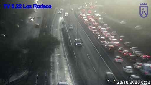 Retenciones en la autopista TF5 a la altura de Los Rodeos. Imagen Webcam Cabildo de Tenerife