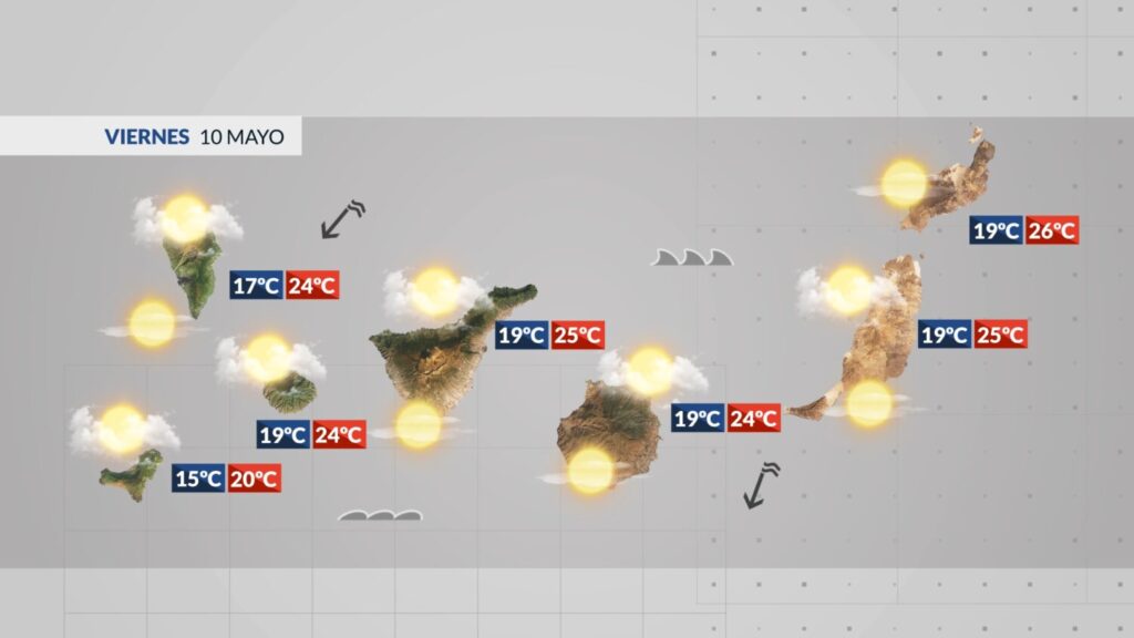 Mapa de la previsión del tiempo en Canarias 10 de mayo 2024