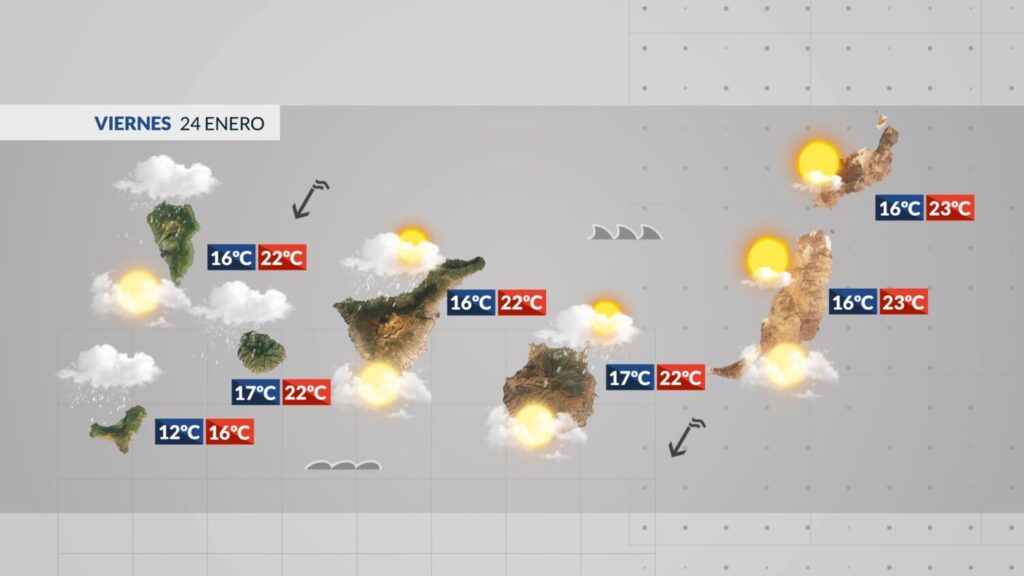 mapa de la previsión del tiempo en Canarias 24 de enero 2025